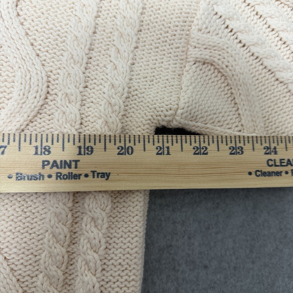 Trendy Queen Pullover Chunky Cableknit Cabincore Sweater Cream Stretch Cozy Sz L - Picture 11 of 11